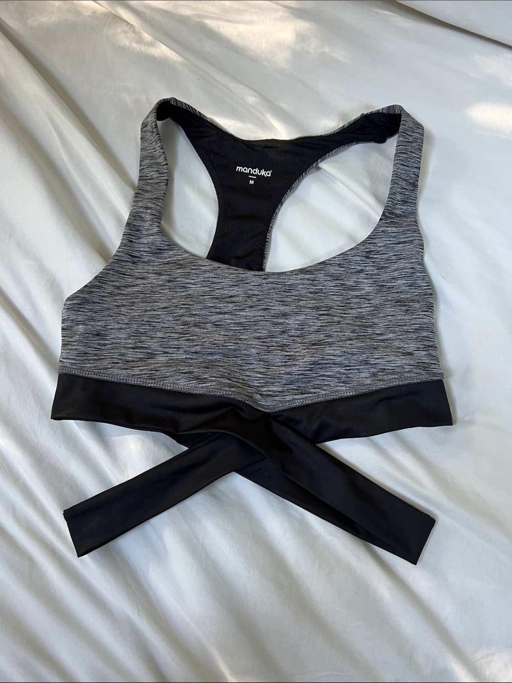 Manduka Gray Heather Cross-Back Sports Bra Medium Support Yoga Bra Size M